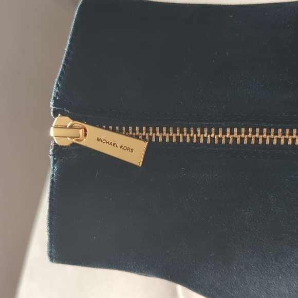 MICHAEL Michael Kors Leather Suede Black Dress Boot Gold Tone Heel Women's Sz 7 - Picture 5 of 12